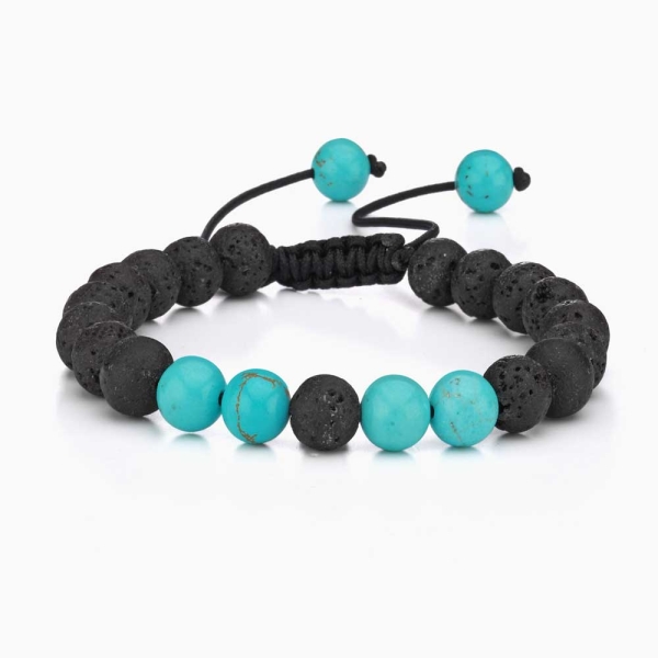 Turquoise with Lava Stone Beaded Bracelet