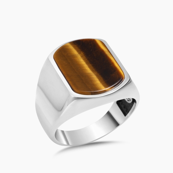 Silver Ring with Green Agate Stone