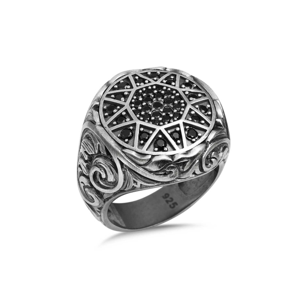 Silver Midnight Mandala Ring