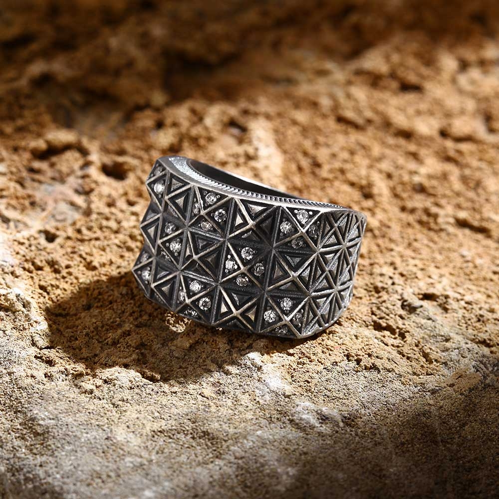 Geometric Mirage Silver Ring