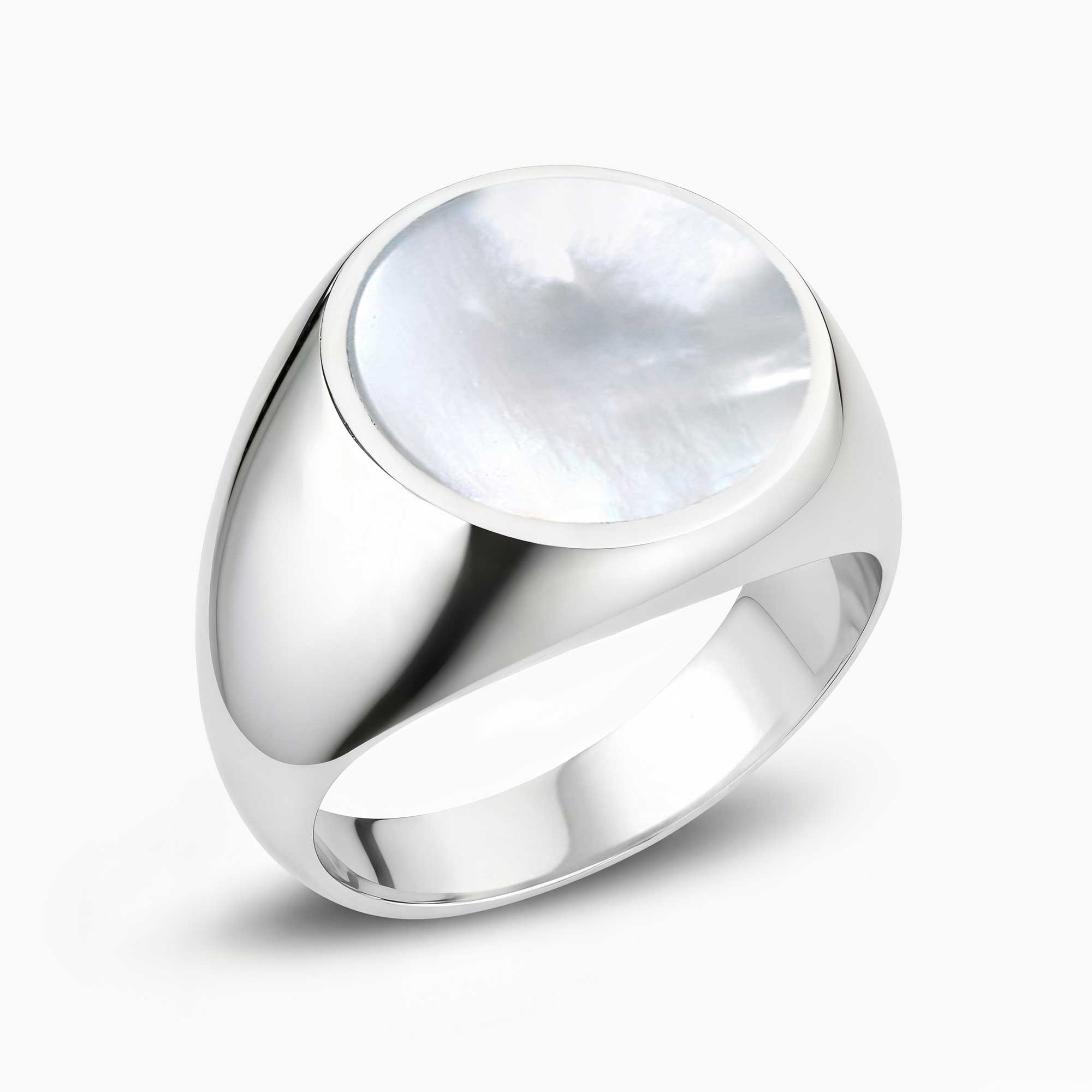 Basic Sterling Silver Ring with Mother of Pearl
