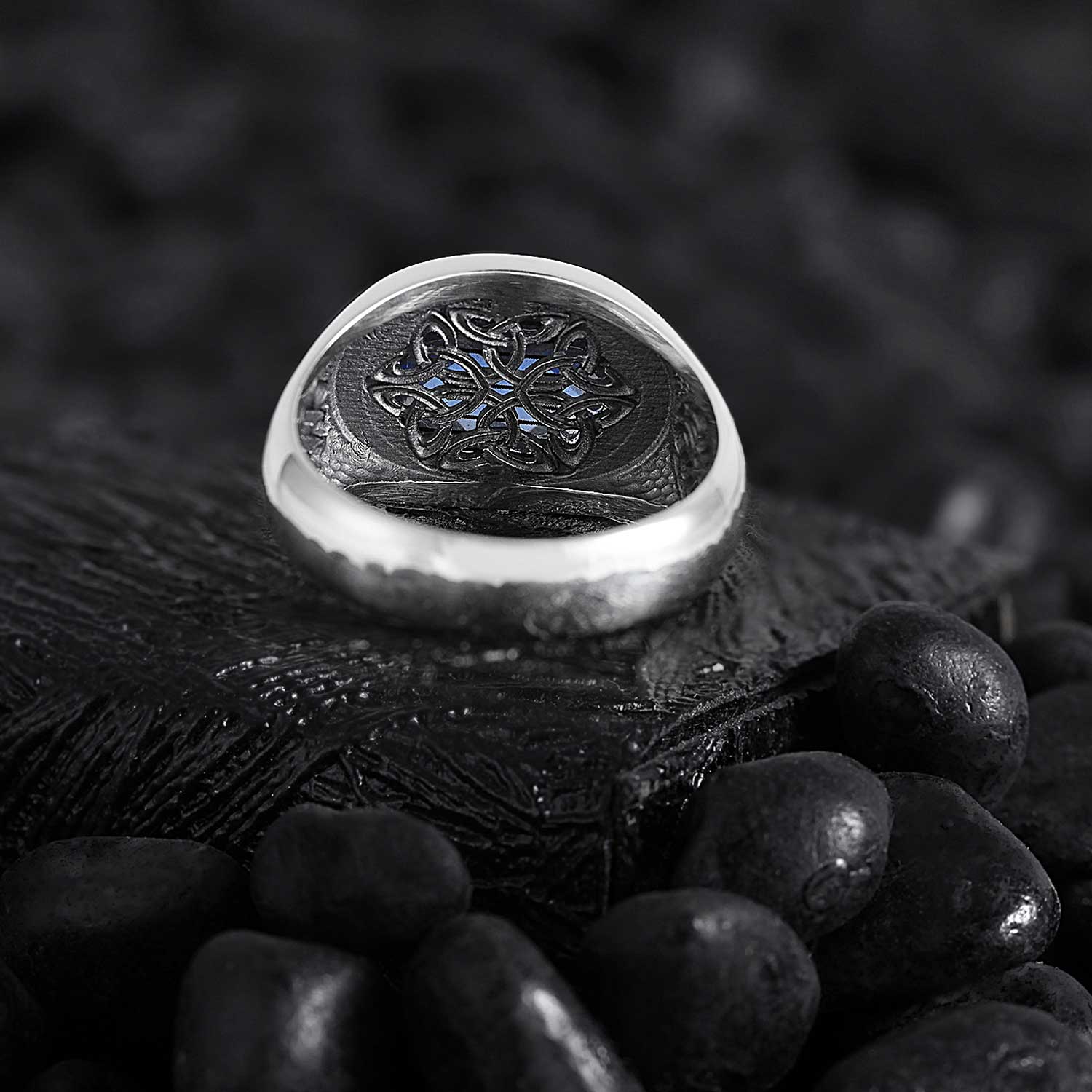 Pinky Silver Ring with Blue Cubic Zirconia