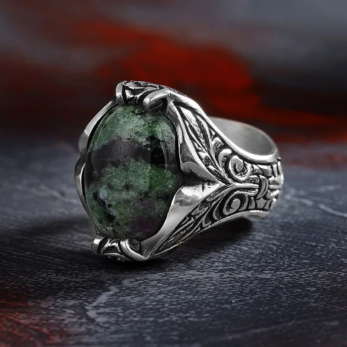 Blood Stone Silver Ring