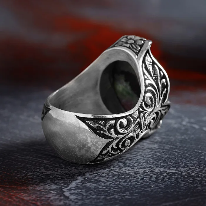 Blood Stone Silver Ring
