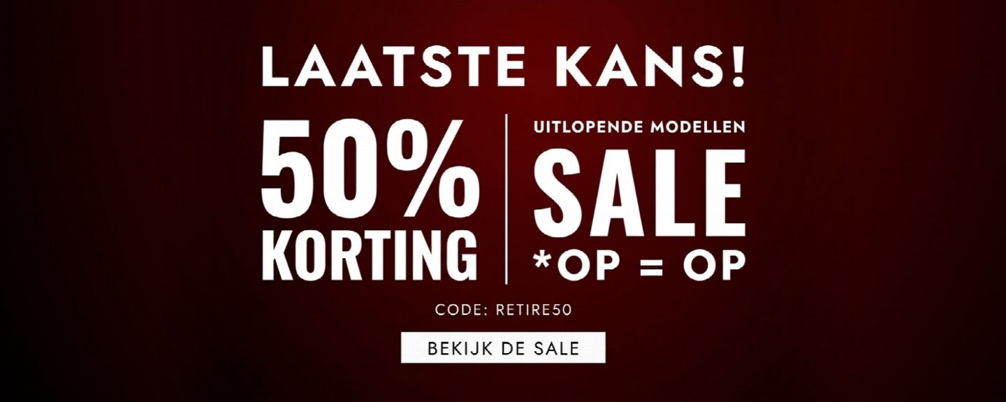 Uitlopende modellen – 50% korting met code RETIRE50